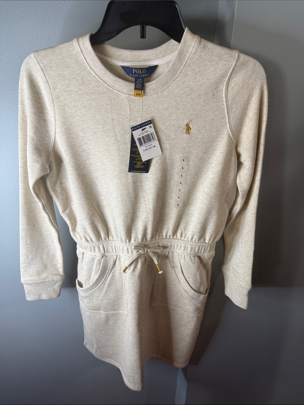 Polo Ralph Lauren Cream Drawstring Sweatshirt Dress